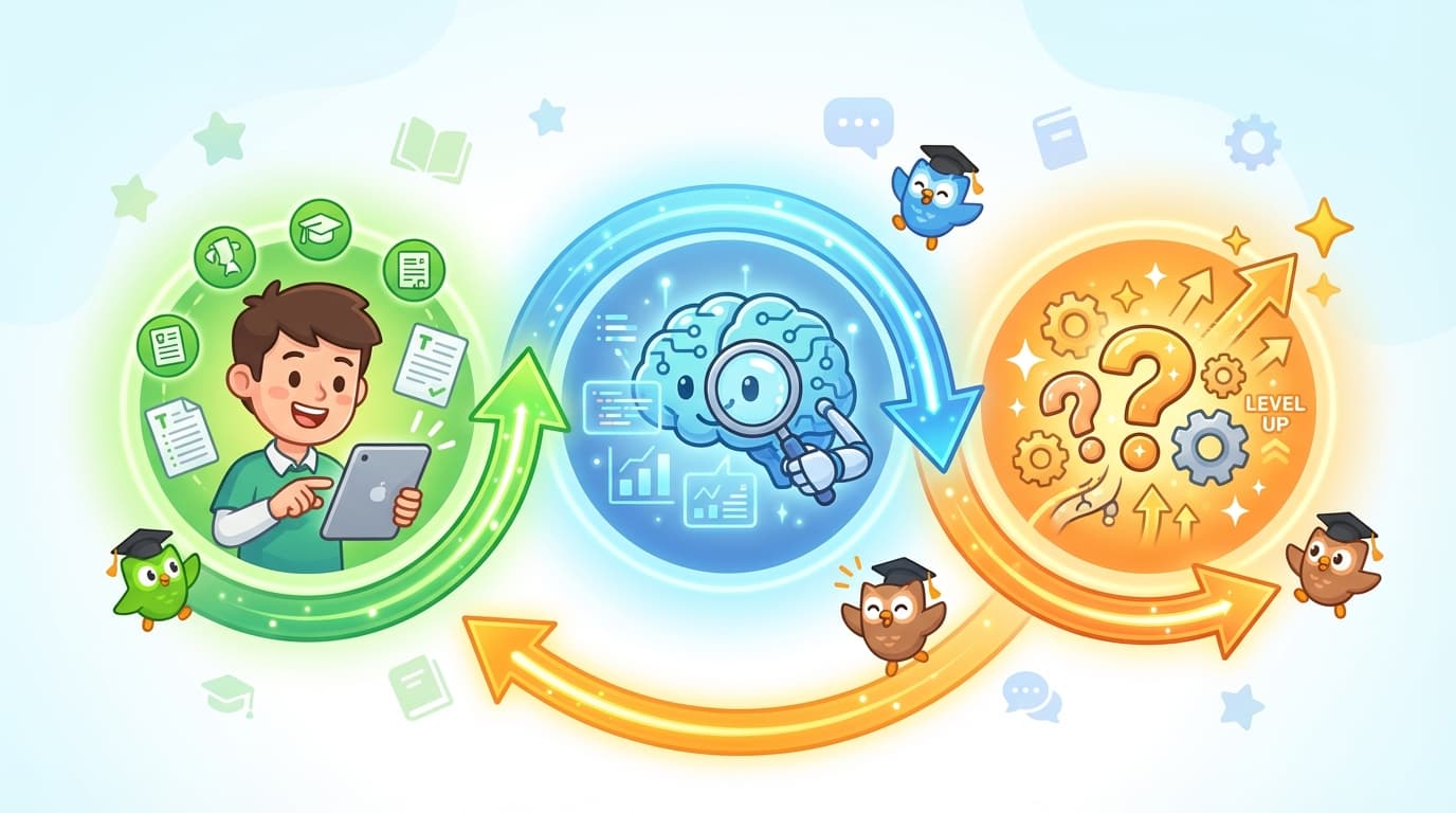 Circular learning loop: test, analyze, evolve